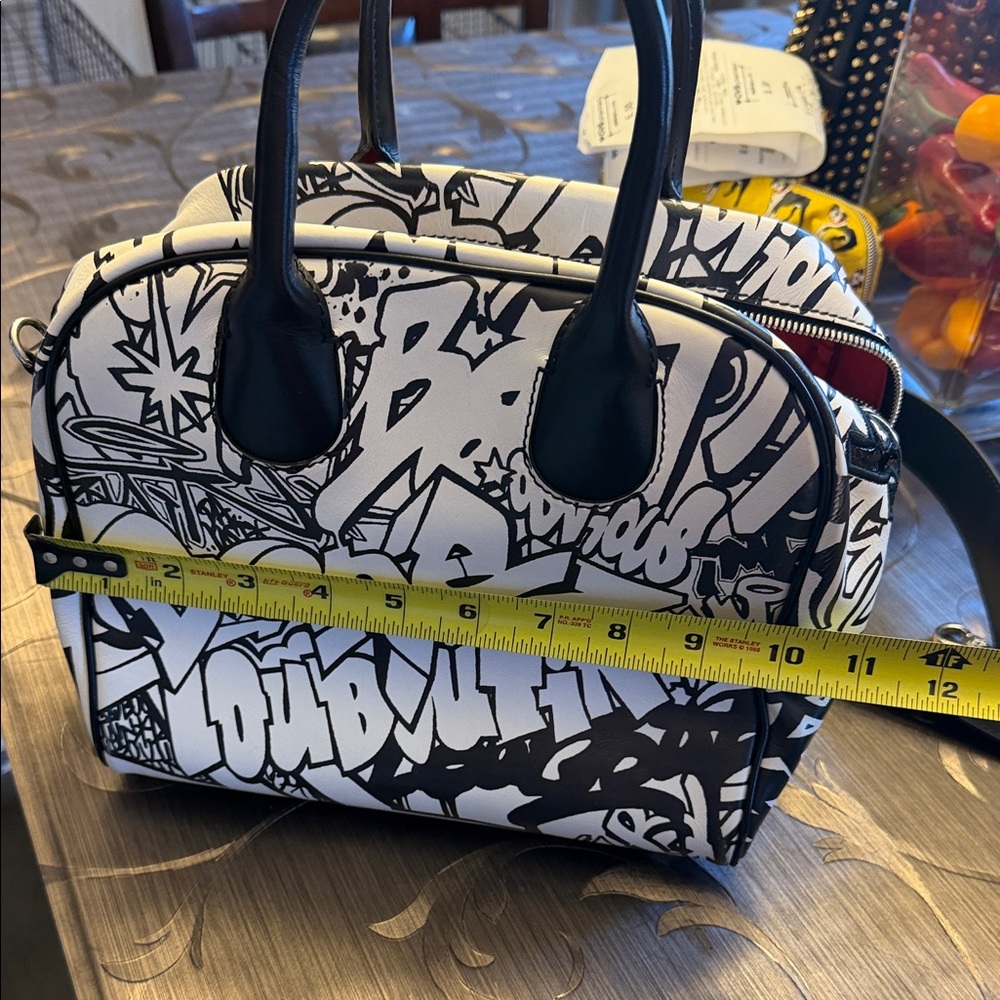 Christian Louboutin leather Black and White Graffiti Satchel - Picture 9 of 16